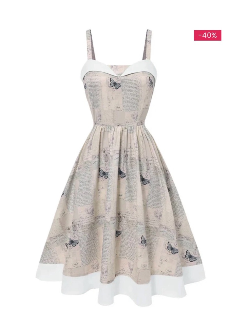 NWT RETRO STAGE 1950S NEWSPAPER BUTTERFLY PATCHWORK DRESS